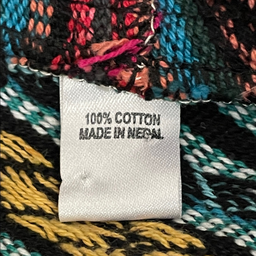 Peruvian Patchwork Hooded Poncho W/ Kangaroo Pock… - image 2